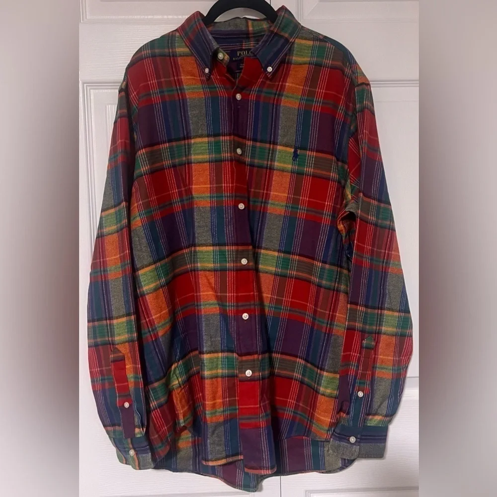 Men's POLO Ralph Lauren Multi-Colored Slim Fit Performance Button Down Flannel